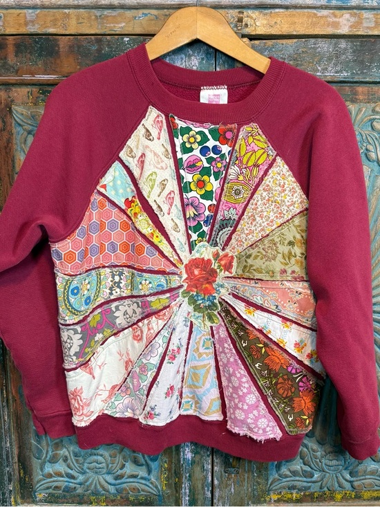 Sweaters - Maximalist handmade patchwork rayburst sweater